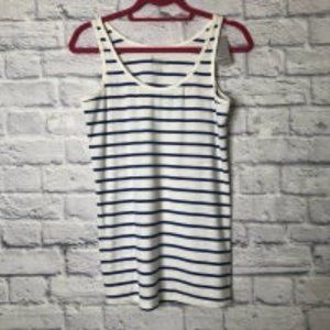 Lane Bryant White/Blue Striped Ribbed Tank Top 14 Free Shipping